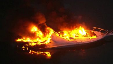 Boat caught fire in Jupiter