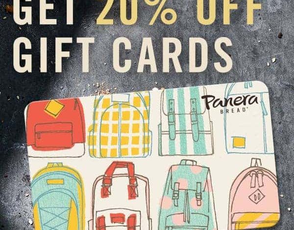 Get 20% discount on Panera Bread gift cards till Sept. 5