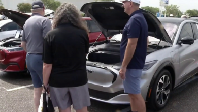 Drivers test electric vehicles at TIAA Bank Field